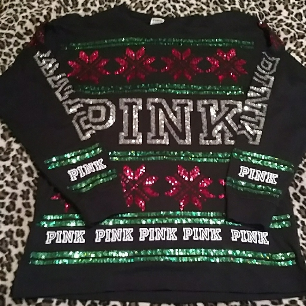 VS Pink Holiday Campus Bling Tee